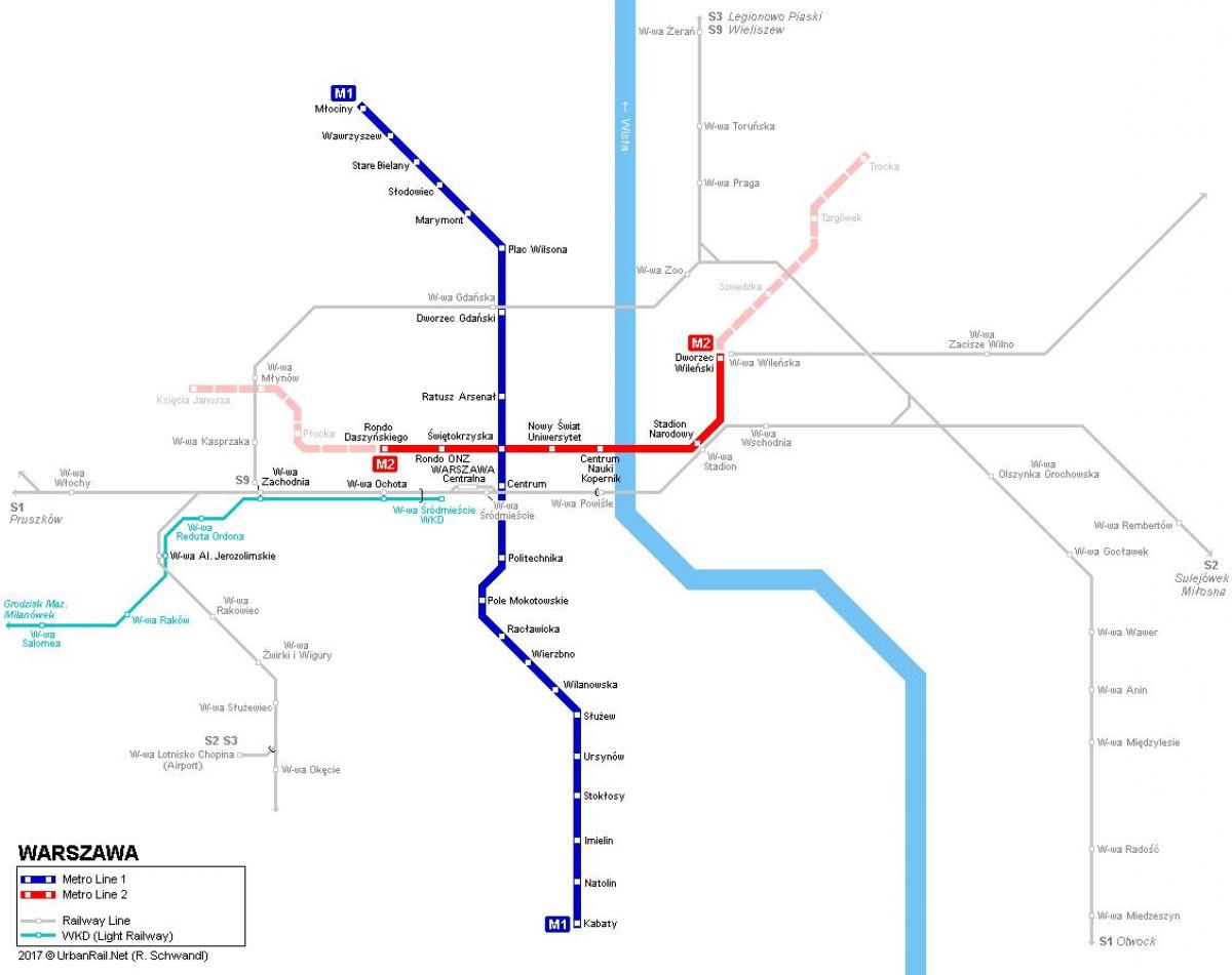 metro mapu Varšavi poljskoj