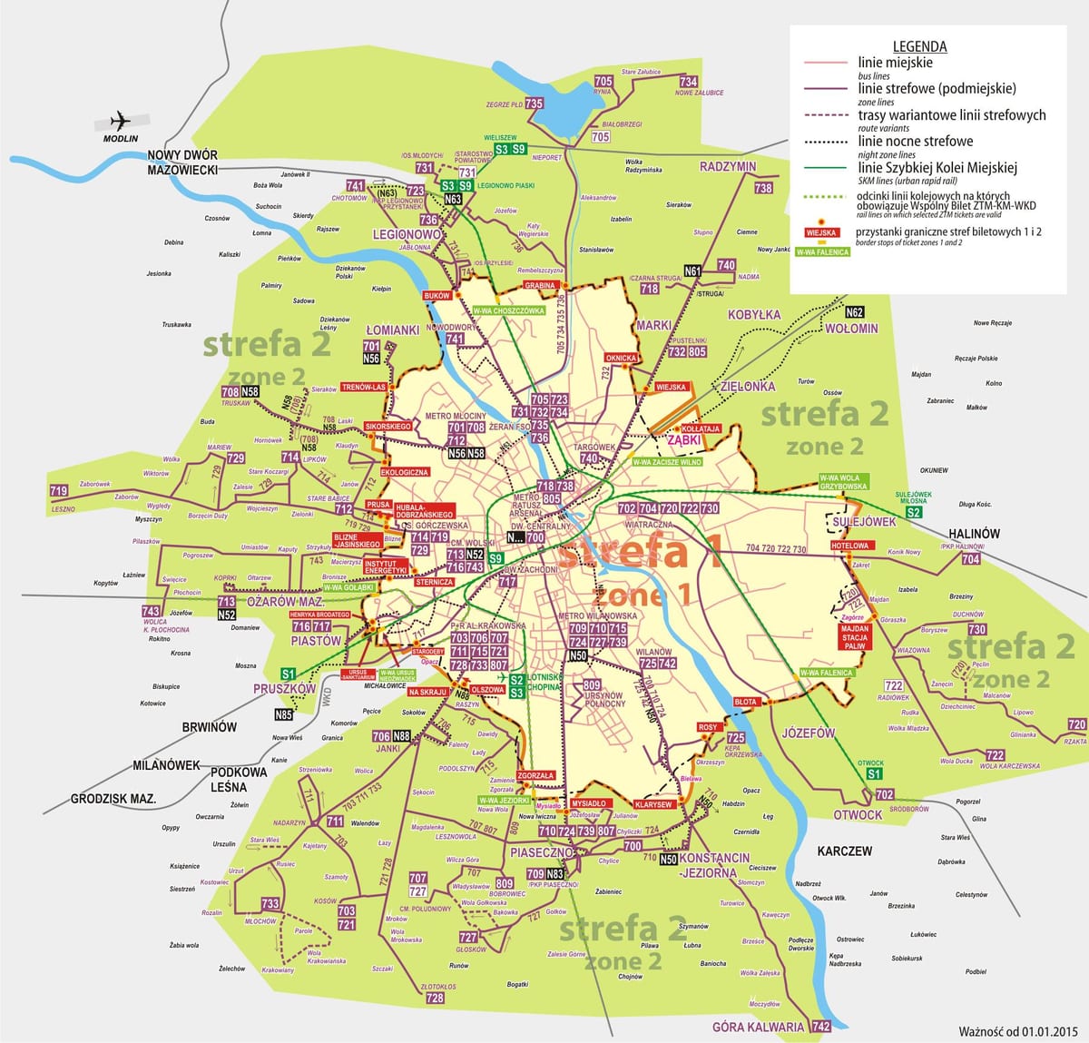 Mapa Varšavi bus