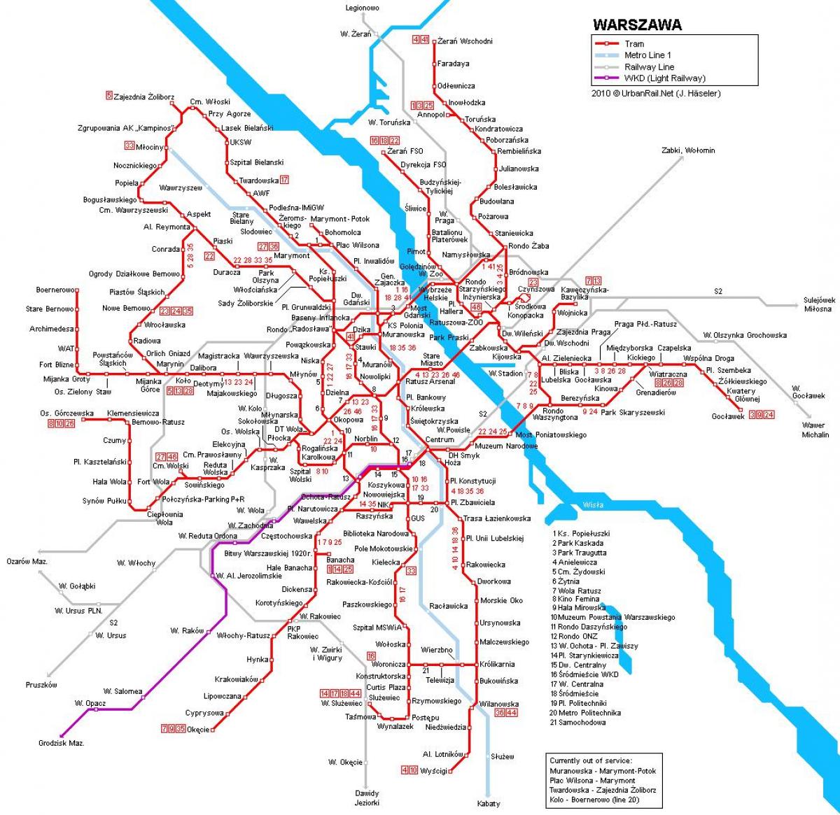 Varšava voz mapu
