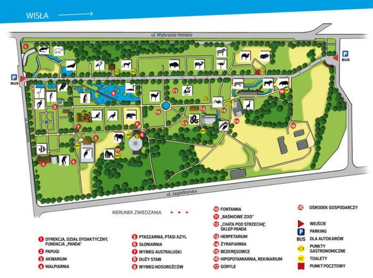 Mapa Varšavi zoo 