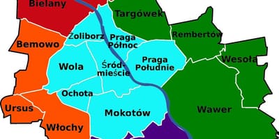 Mapa Varšavi okruga 