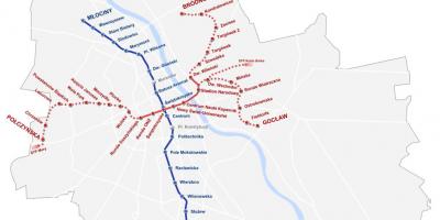 Mapa Varšavi metro 2016