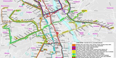 Mapa Varšavi tranzitna 